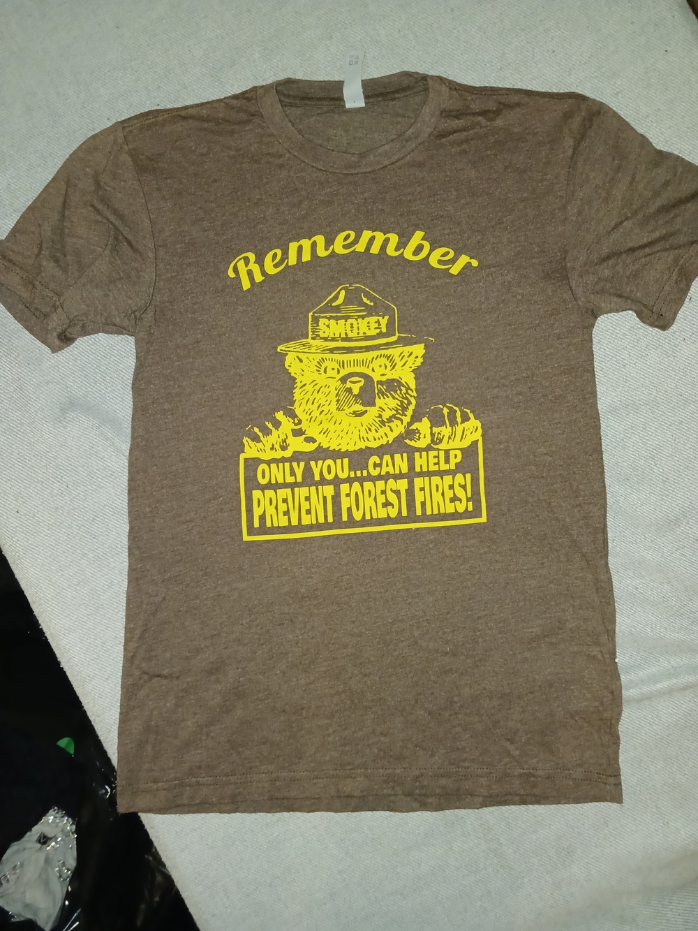 Next Level Apparel Brown Tee with Yellow Smokey Graphic